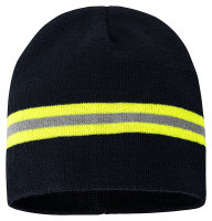 PACOTEX® Helden Beanie marineblau mit gelb-silber-gelb Streifen Feuerwehr Optik Wintermütze
